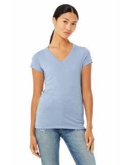 Bella+Canvas Ladies Short Sleeve V-Neck T-Shirt B6005 | Baby Blue - Front