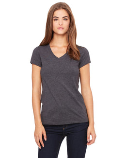 Bella+Canvas Ladies Short Sleeve V-Neck T-Shirt B6005 | Dk Gry Heather - Front