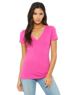 Bella+Canvas Ladies Deep V-Neck T-Shirt B6035 | Berry - Front