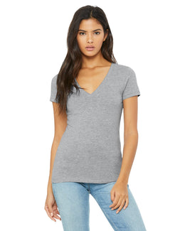Bella+Canvas Ladies Deep V-Neck T-Shirt B6035 | Athletic Heather - Front