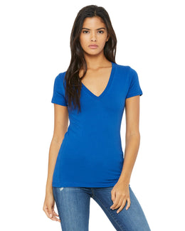 Bella+Canvas Ladies Deep V-Neck T-Shirt B6035 | True Royal - Front