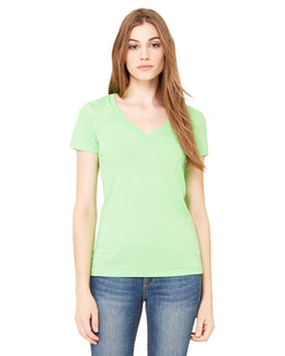 Bella+Canvas Ladies Deep V-Neck T-Shirt B6035 | Neon Green - Front