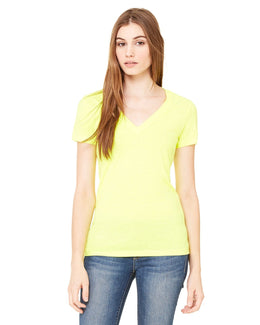 Bella+Canvas Ladies Deep V-Neck T-Shirt B6035 | Neon Yellow - Front