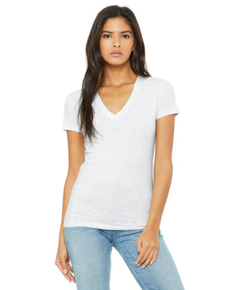 Bella+Canvas Ladies Deep V-Neck T-Shirt B6035 | Ash - Front