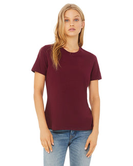 Bella+Canvas Ladies Relaxed Short Sleeve Jersey T-Shirt B6400 | Maroon - Front