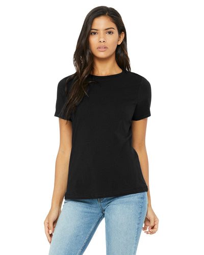 Bella+Canvas Ladies Relaxed Short Sleeve Jersey T-Shirt B6400 | Black - Front