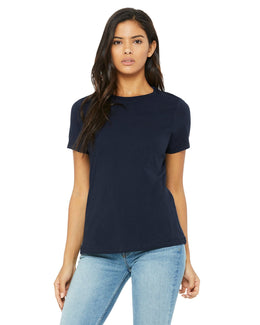 Bella+Canvas Ladies Relaxed Short Sleeve Jersey T-Shirt B6400 | Navy - Front