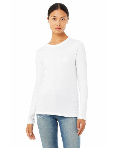 Bella+Canvas Ladies Missy Long Sleeve Jersey T-Shirt B6450 | White - Front