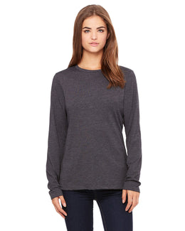 Bella+Canvas Ladies Missy Long Sleeve Jersey T-Shirt B6450 | Drk Grey Heather - Front