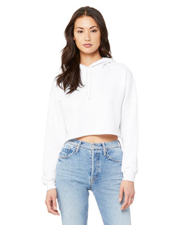 Bella+Canvas Ladies Cropped Fleece Hoodie B7502 | White - Front