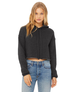 Bella+Canvas Ladies Cropped Fleece Hoodie B7502 | Dark Gry Heather - Front