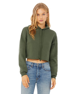 Bella+Canvas Ladies Cropped Fleece Hoodie B7502 | Military Green - Front