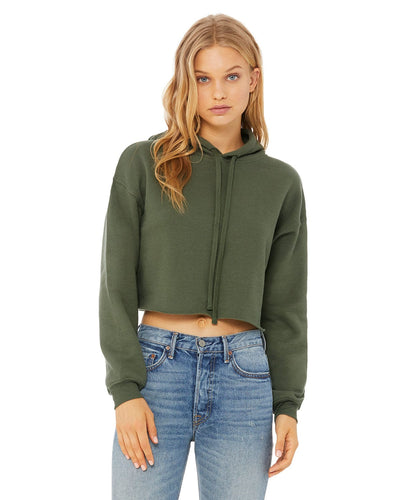 Bella+Canvas Ladies Cropped Fleece Hoodie B7502 | Military Green - Front