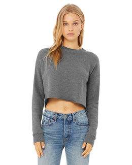 Bella+Canvas Ladies Cropped Fleece Crew B7503 | Deep Heather - Front