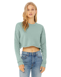 Bella+Canvas Ladies Cropped Fleece Crew B7503 | Dusty Blue - Front