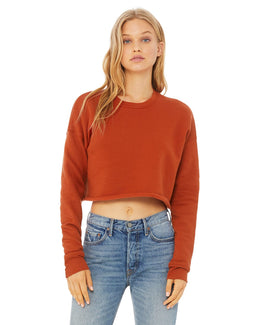 Bella+Canvas Ladies Cropped Fleece Crew B7503 | Brick - Front