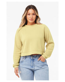 Bella+Canvas Ladie's Raglan Pullover Fleece Crewneck Sweatshirt B7505 | French Vanilla - Front