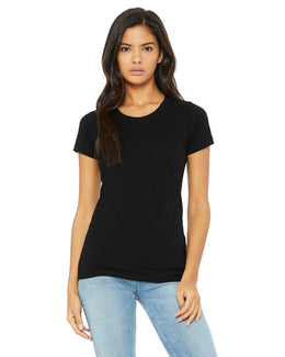 Bella+Canvas Ladies Triblend T-Shirt B8413 | Solid Blk Trblnd - Front