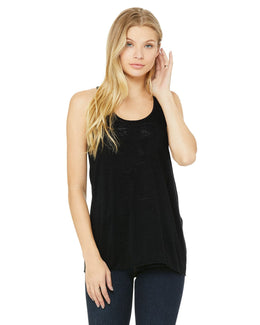 Bella+Canvas Ladies Flowy Racerback Tank B8800 | Solid Black Slub - Front