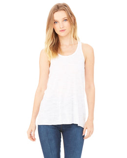 Bella+Canvas Ladies Flowy Racerback Tank B8800 | White Slub - Front
