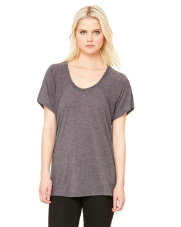 Bella+Canvas Ladies Flowy Raglan T-Shirt B8801 | Drk Grey Heather - Front