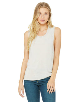 Bella+Canvas Ladies Flowy Scoop Muscle Tank B8803 | Heather Dust - Front