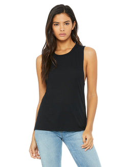 Bella+Canvas Ladies Flowy Scoop Muscle Tank B8803 | Black - Front