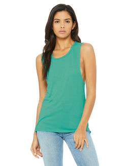 Bella+Canvas Ladies Flowy Scoop Muscle Tank B8803 | Teal - Front