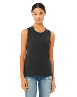Bella+Canvas Ladies Flowy Scoop Muscle Tank B8803 | Dark Gry Heather - Front