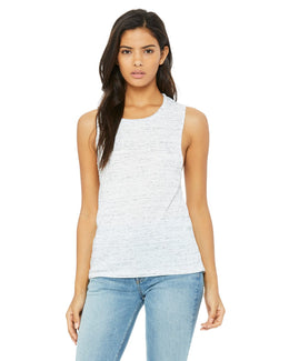 Bella+Canvas Ladies Flowy Scoop Muscle Tank B8803 | White Marble - Front