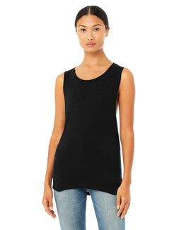 Bella+Canvas Ladies Flowy Scoop Muscle Tank B8803 | Black Heather - Front