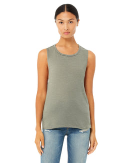 Bella+Canvas Ladies Flowy Scoop Muscle Tank B8803 | Heather Stone - Front