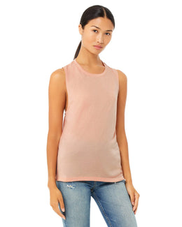 Bella+Canvas Ladies Flowy Scoop Muscle Tank B8803 | Peach - Front