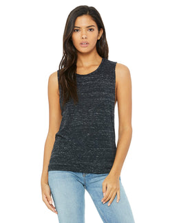 Bella+Canvas Ladies Flowy Scoop Muscle Tank B8803 | Black Marble - Front