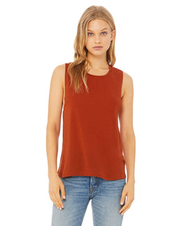 Bella+Canvas Ladies Flowy Scoop Muscle Tank B8803 | Brick - Front
