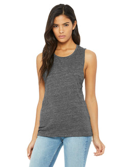 Bella+Canvas Ladies Flowy Scoop Muscle Tank B8803 | Asphalt Slub - Front