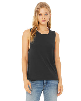 Bella+Canvas Ladies Flowy Scoop Muscle Tank B8803 | Dark Grey - Front