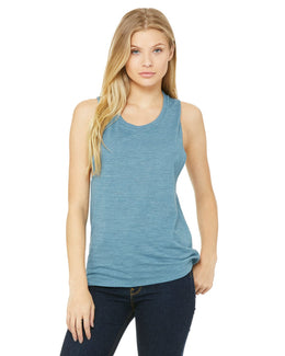 Bella+Canvas Ladies Flowy Scoop Muscle Tank B8803 | Denim Slub - Front