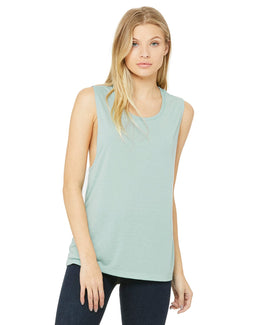 Bella+Canvas Ladies Flowy Scoop Muscle Tank B8803 | Dusty Blue - Front