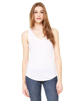 Bella+Canvas Ladies Flowy V-Neck Tank B8805 | White - Front
