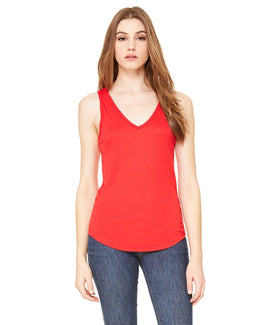 Bella+Canvas Ladies Flowy V-Neck Tank B8805 | Red - Front