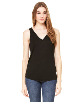 Bella+Canvas Ladies Flowy V-Neck Tank B8805 | Black - Front