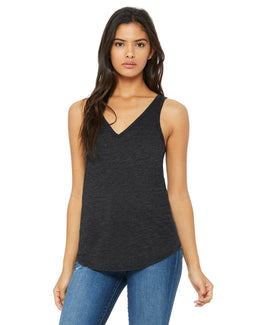 Bella+Canvas Ladies Flowy V-Neck Tank B8805 | Dark Gry Heather - Front