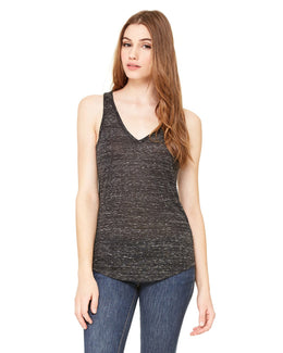 Bella+Canvas Ladies Flowy V-Neck Tank B8805 | Black Marble - Front