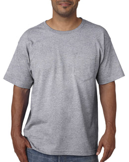 Bayside USA Made Short Sleeve Pocket T-Shirt BA5070 | Dark Ash - Front