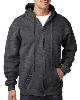 Bayside USA Made Hooded Full-Zip Fleece BA900 | Charcoal Hthr - Front
