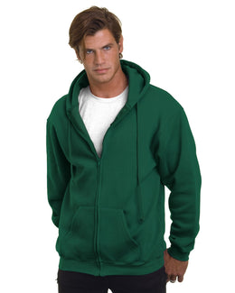 Bayside USA Made Hooded Full-Zip Fleece BA900 | Hunter Green - Front