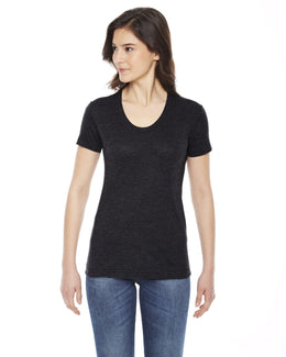 American Apparel Ladies Poly-Cotton Short Sleeve Crewneck BB301W | Heather Black - Front