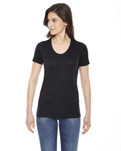 American Apparel Ladies Poly-Cotton Short Sleeve Crewneck BB301W | Heather Black - Front