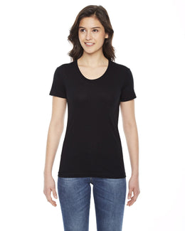American Apparel Ladies Poly-Cotton Short Sleeve Crewneck BB301W | Black - Front
